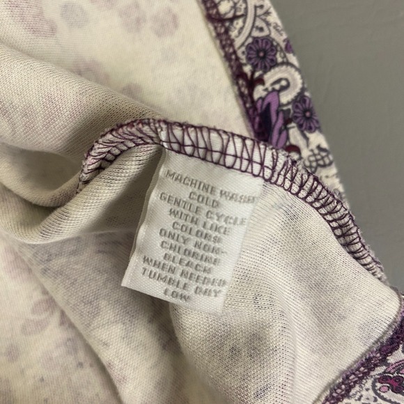Charter Club Floral Print Top Blouse 2X Purple White 3/4 Sleeve Pima Cotton‎ - Picture 5 of 12